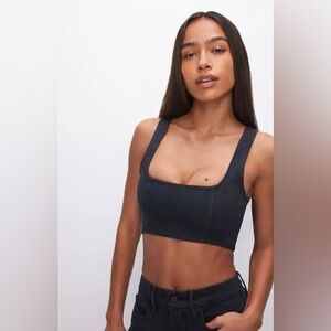 Good American Black Denim Sports Bra / Crop Top – Style GSB014